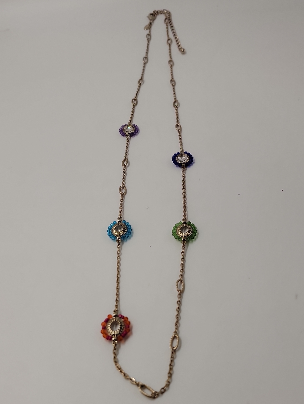 Chico's Multicolor Crystal 42" Gold Tone Necklace